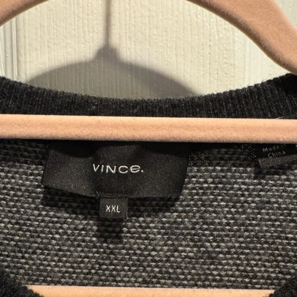 Vince Mens Sweater XXL Gray Heather Wool Cashmere Blend Henley Collar